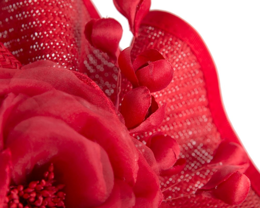 Bespoke large red flower fascinator by Fillies Collection - Image 5