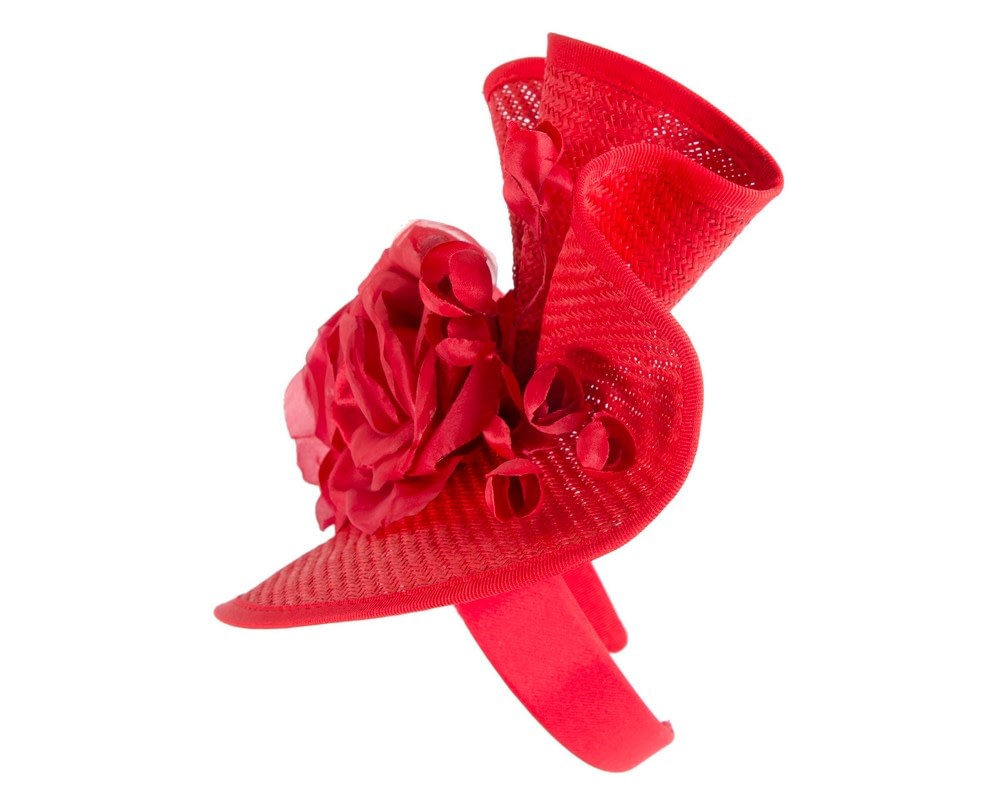Bespoke large red flower fascinator by Fillies Collection - Image 3