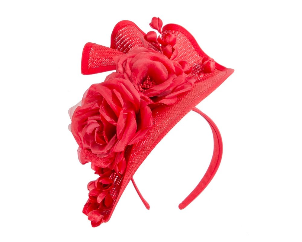 Fascinators Online - Bespoke large red flower fascinator by Fillies Collection