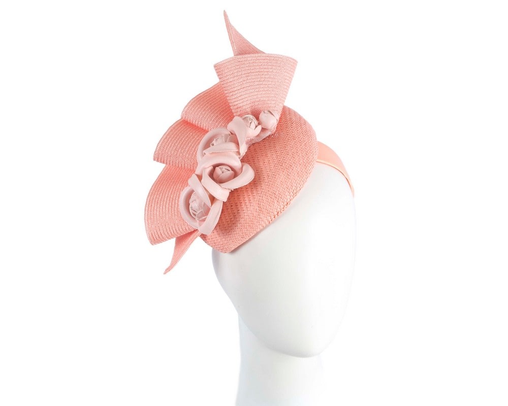 Fascinators Online - Bespoke coral & pink racing fascinator by Fillies Collection