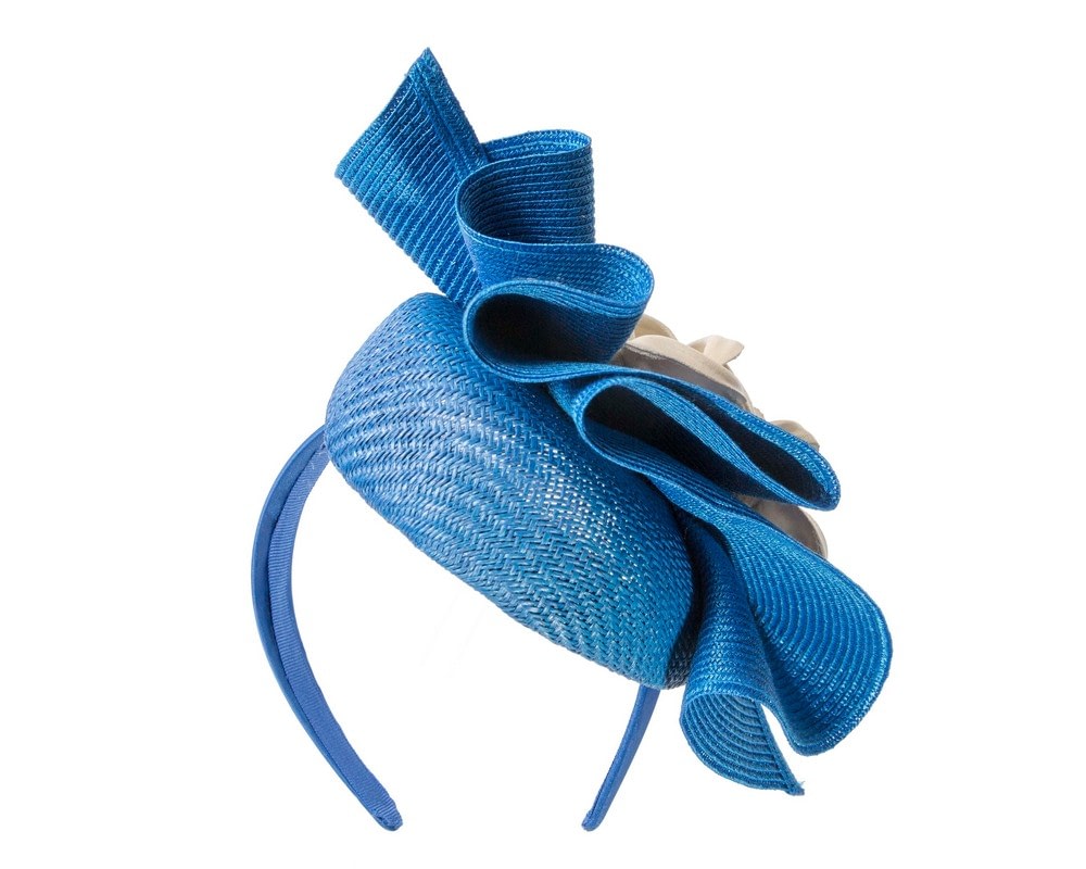Bespoke blue & cream racing fascinator by Fillies Collection - Fascinators Online Bespoke blue & cream racing fascinator by Fillies Collection - Image 6