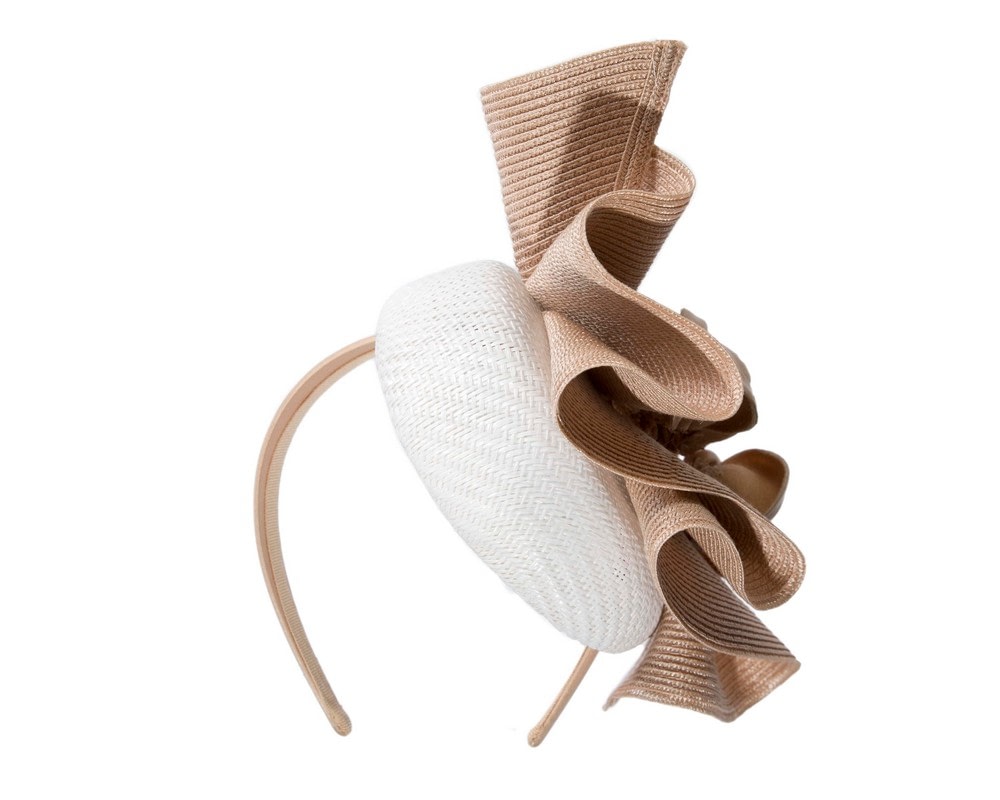 Bespoke white & nude racing fascinator by Fillies Collection - Fascinators Online Bespoke white & nude racing fascinator by Fillies Collection - Image 6