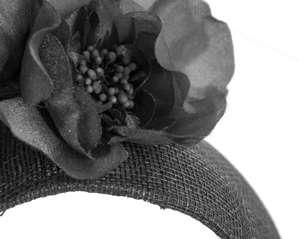 Wide black flower fascinator headband by Fillies Collection - Image 3