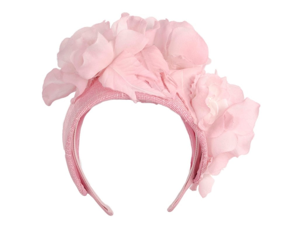 Wide dusty pink flower fascinator headband by Fillies Collection - Image 4