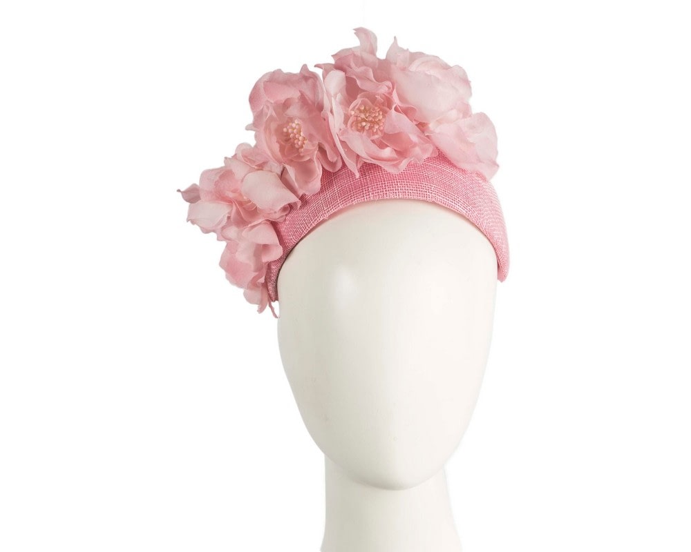 Fascinators Online - Wide dusty pink flower fascinator headband by Fillies Collection