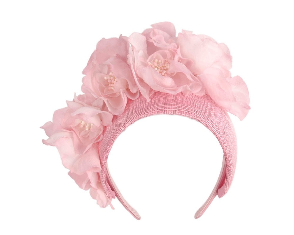 Fascinators Online - Wide dusty pink flower fascinator headband by Fillies Collection