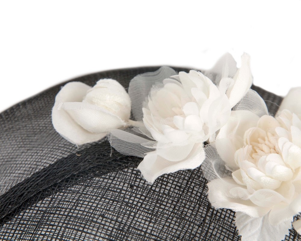 Black & cream flower crown fascinator by Fillies Collection - Fascinators Online Black & cream flower crown fascinator by Fillies Collection - Image 3