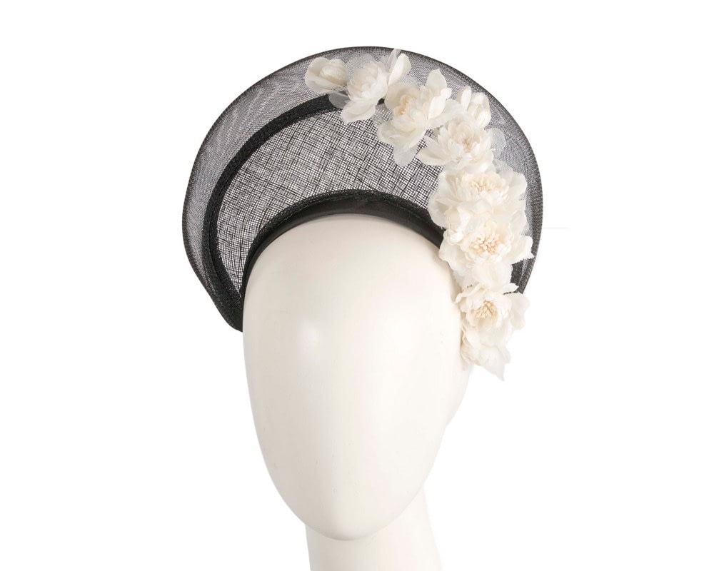 Fascinators Online - Black & cream flower crown fascinator by Fillies Collection