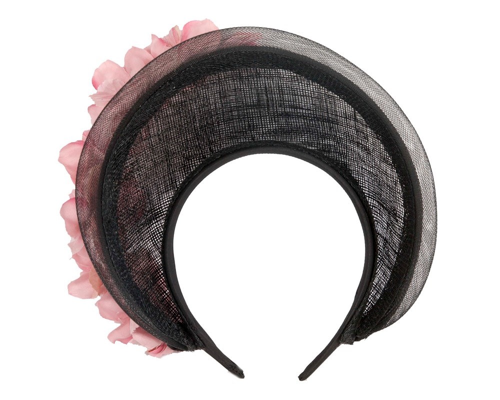 Black & pink flower crown fascinator by Fillies Collection - Image 4