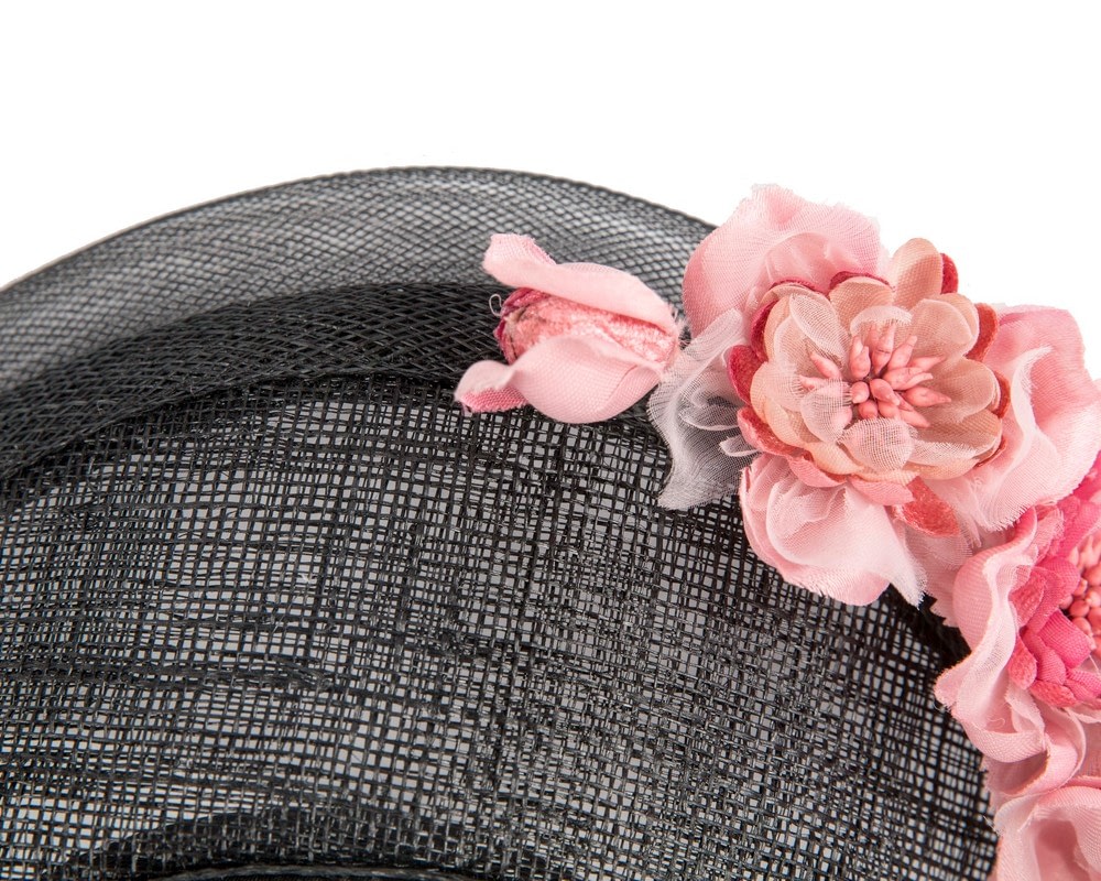 Black & pink flower crown fascinator by Fillies Collection - Image 3