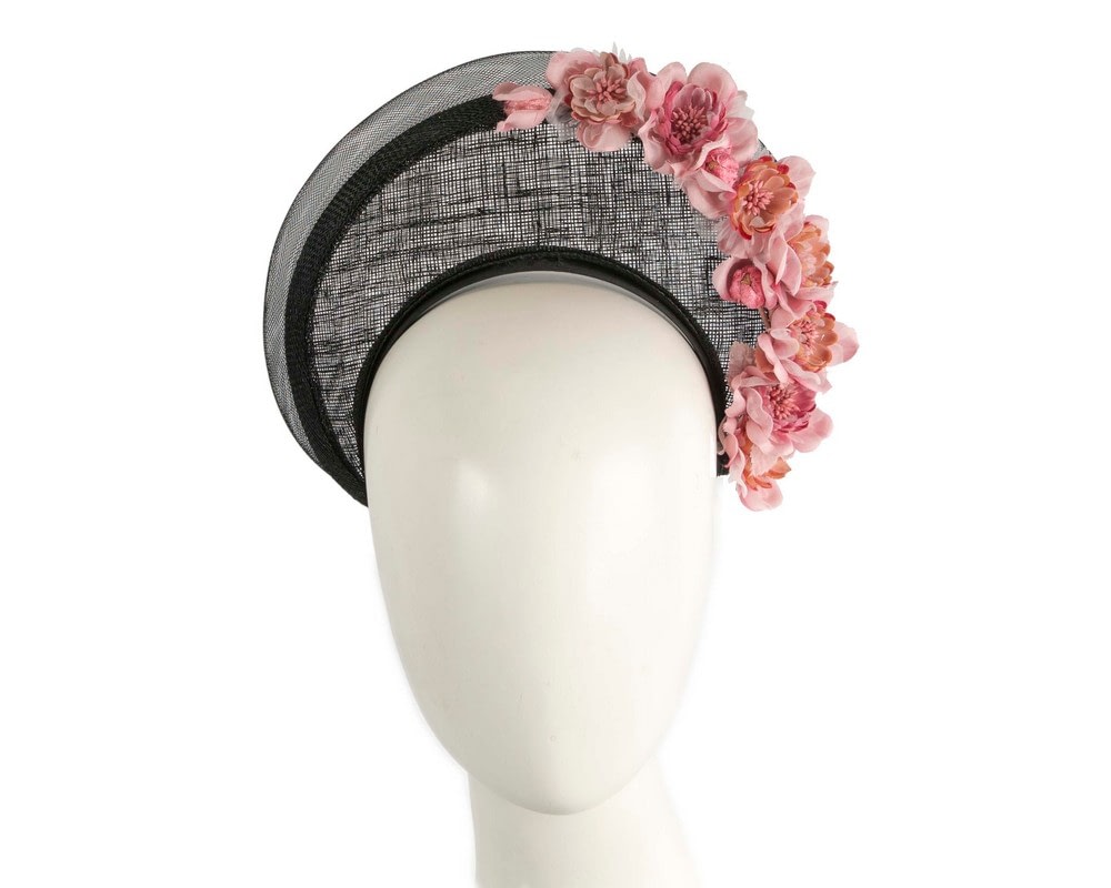 Fascinators Online - Black & pink flower crown fascinator by Fillies Collection