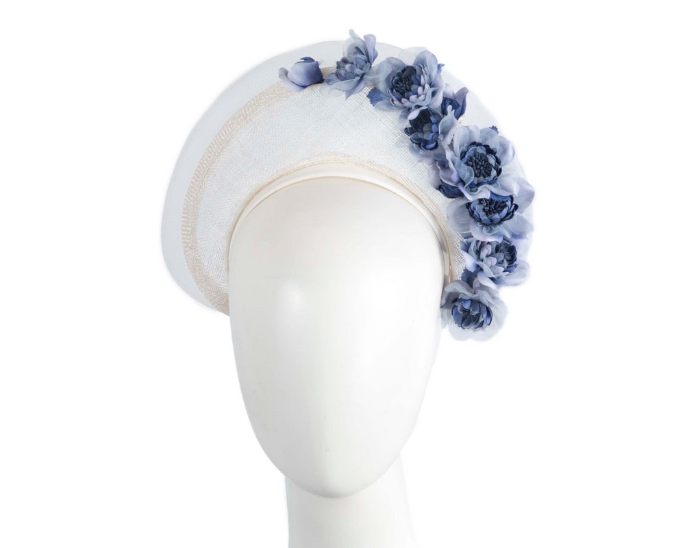 Fascinators Online - Cream & blue flower crown fascinator by Fillies Collection