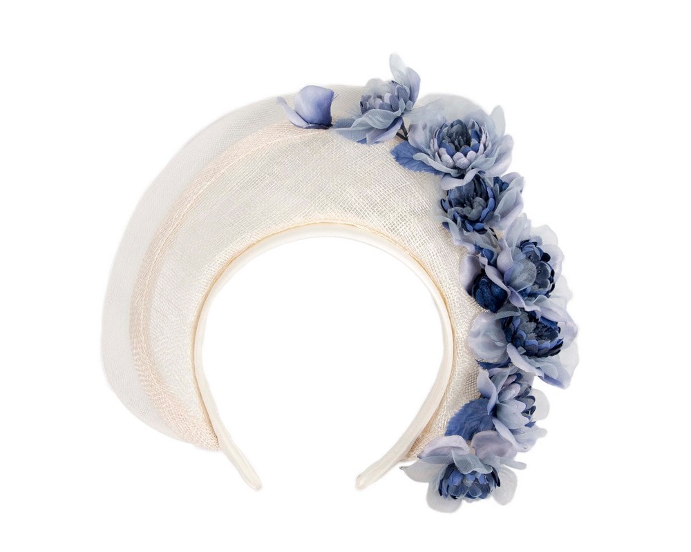 Fascinators Online - Cream & blue flower crown fascinator by Fillies Collection