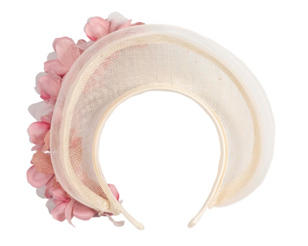 Cream & pink flower crown fascinator by Fillies Collection - Image 4