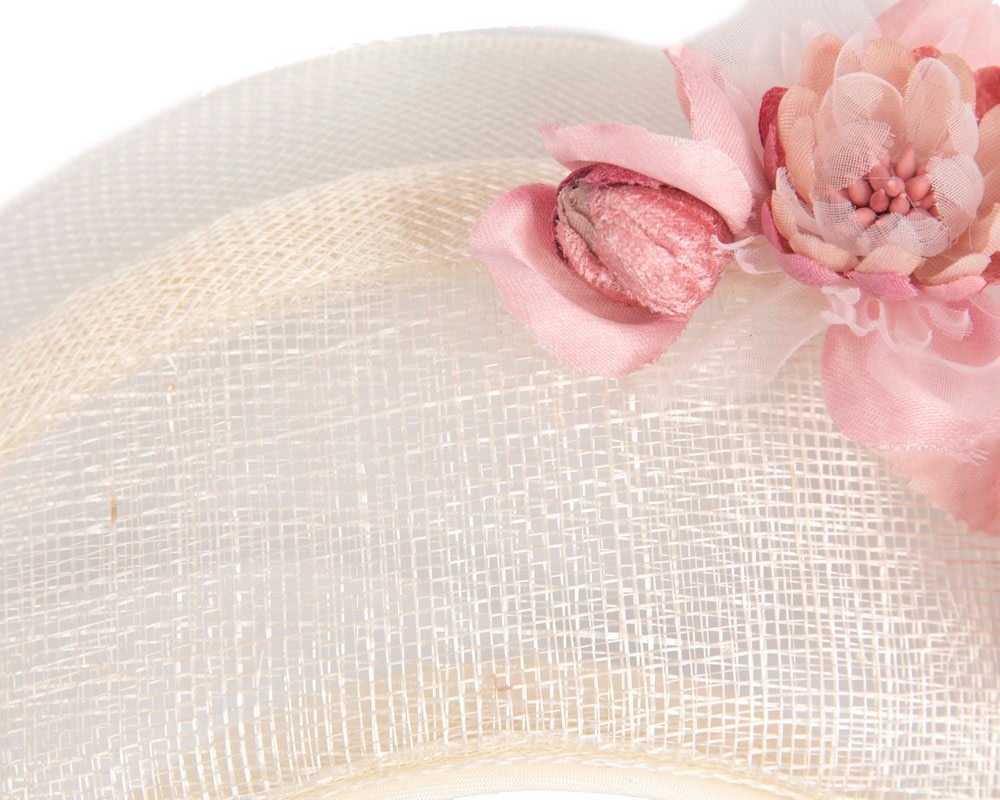 Cream & pink flower crown fascinator by Fillies Collection - Image 3