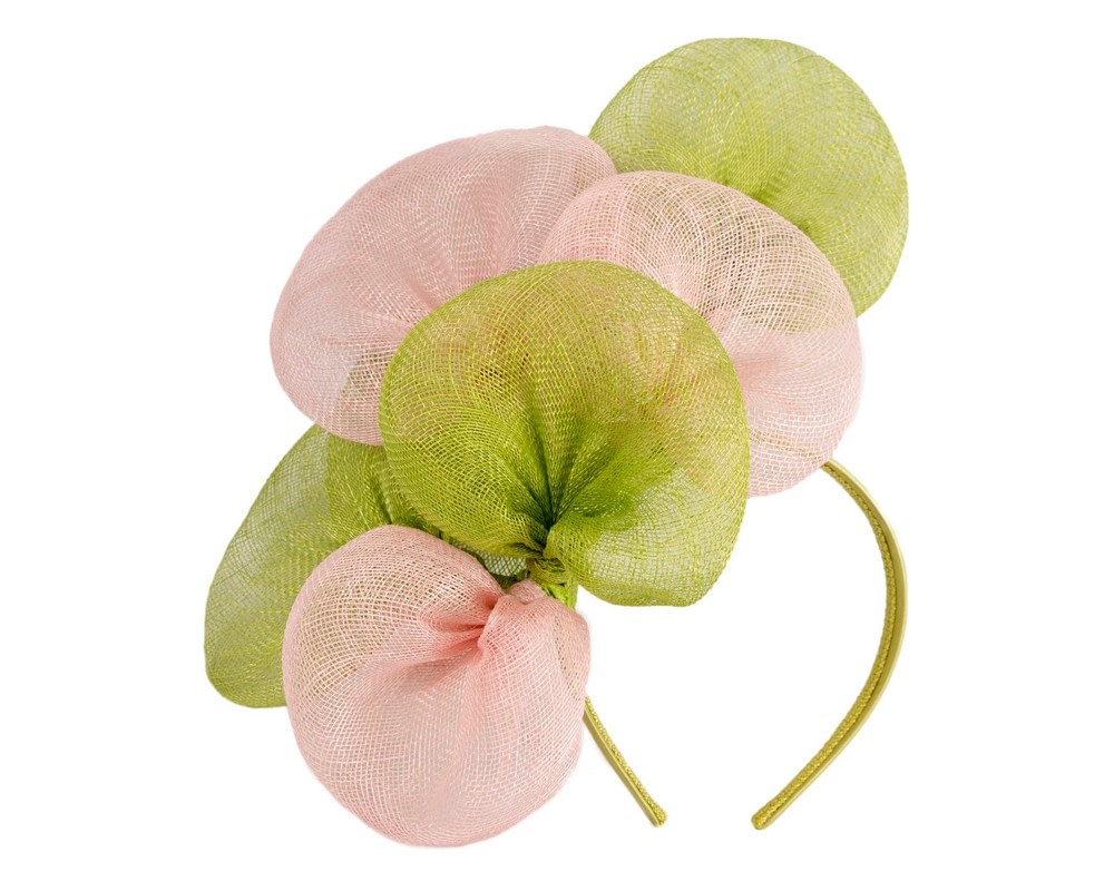 Fascinators Online - Lime green and pink sinamay flower fascinator by Max Alexander