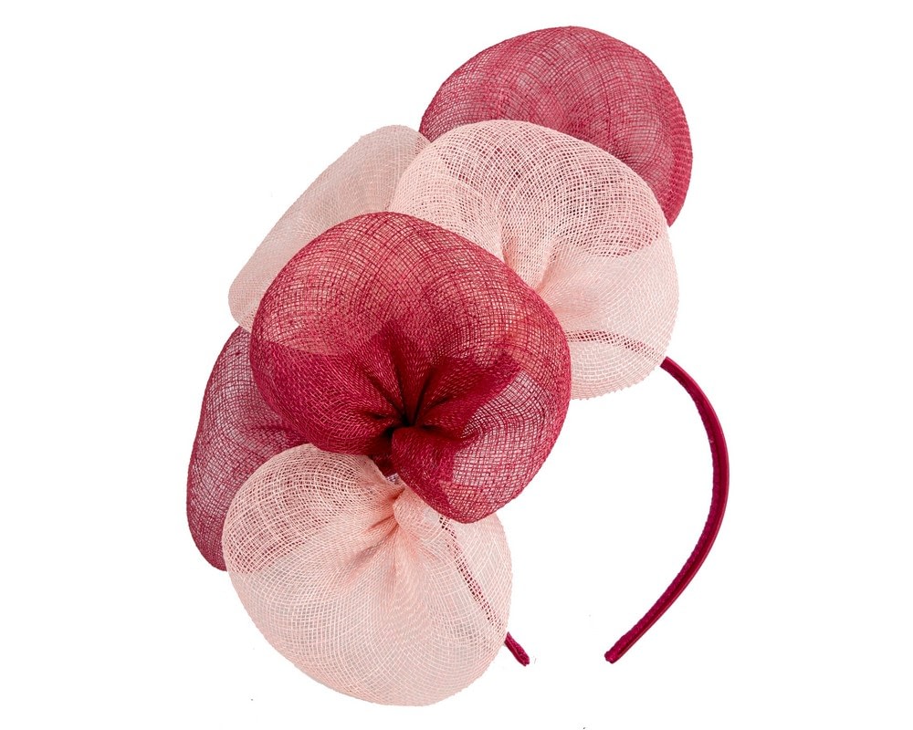 Fascinators Online - Wine and pink sinamay flower fascinator by Max Alexander