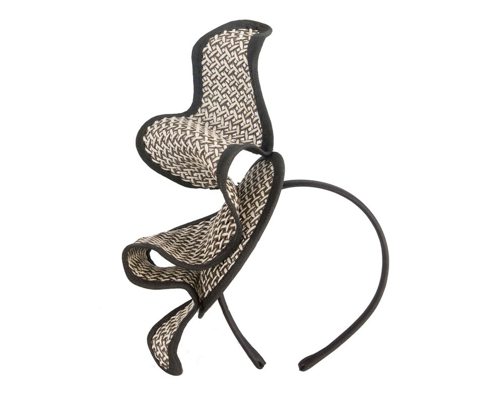 Fascinators Online - Patterned Black & Cream Max Alexander racing fascinator