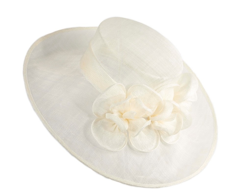 Max Alexander Cream Floral Wide-Brim Hat - Fascinators Online Max Alexander Cream Floral Wide-Brim Hat - Image 3