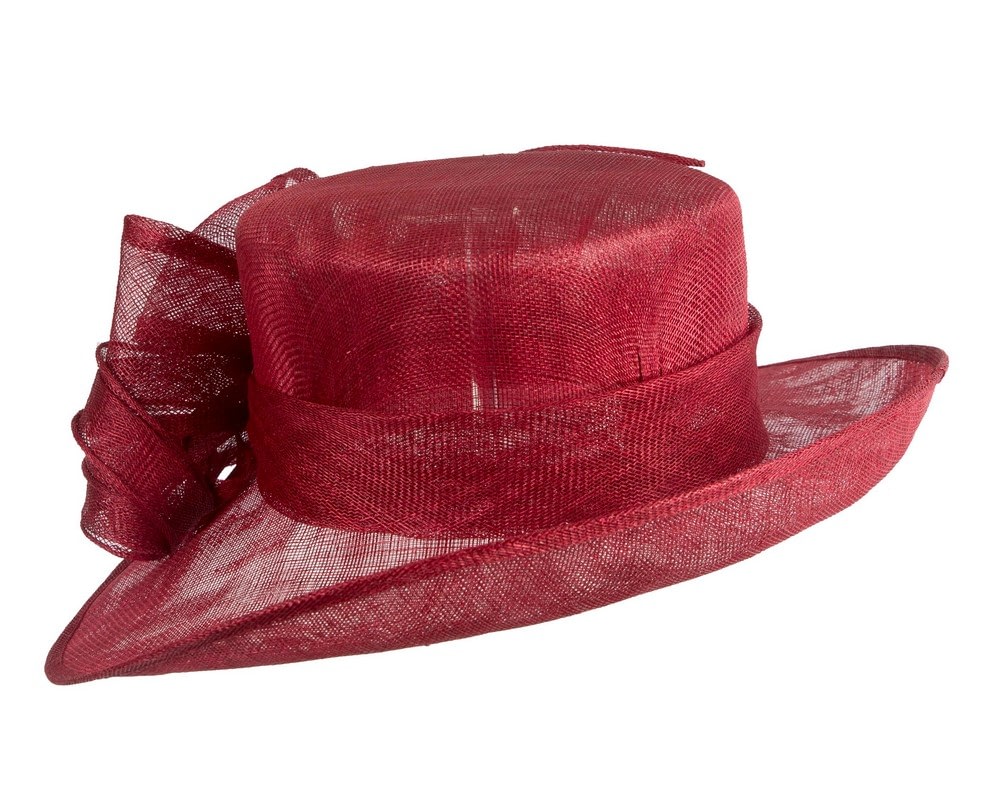 Wine-colored Max Alexander Sinamay Wide-Brim Hat - Image 3