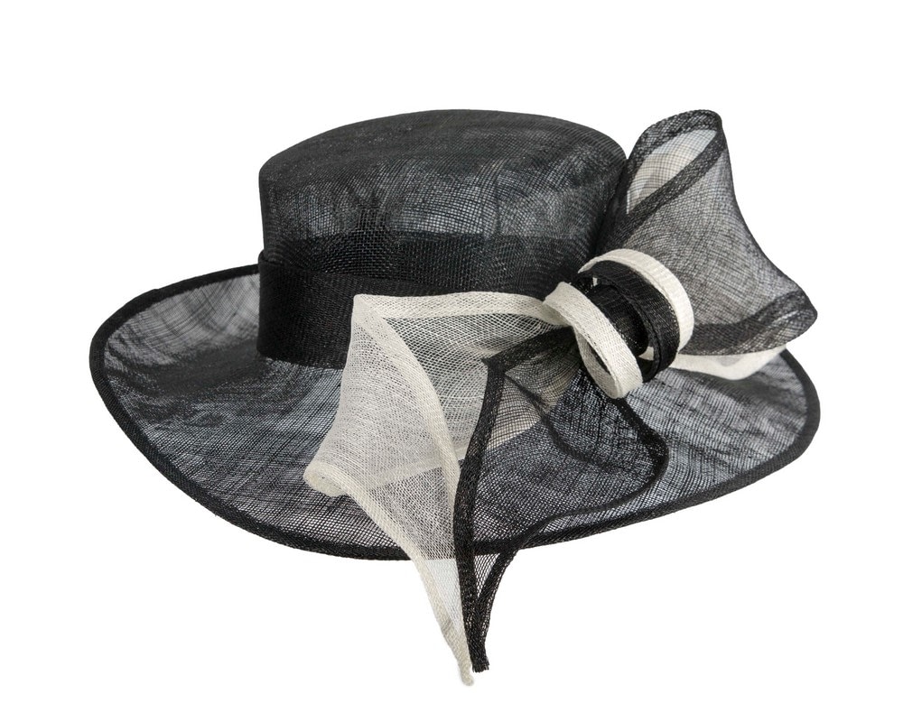 Max Alexander Black & White Wide-Brim Hat with Bow - Image 4