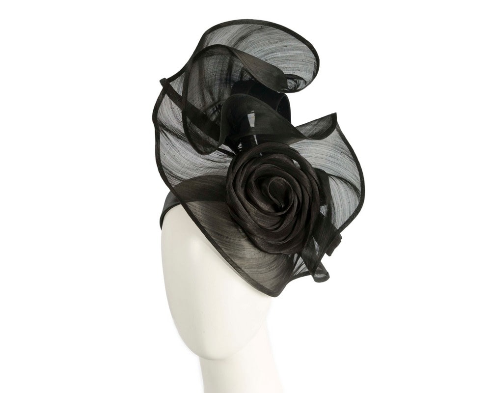 Fascinators Online - Black sculptured silk abaca fascinator by Fillies Collection