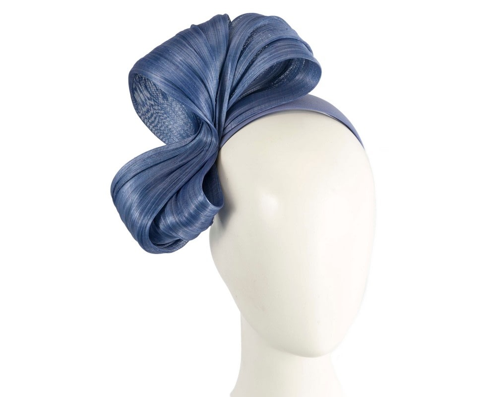 Fascinators Online - Denim blue bow racing fascinator by Fillies Collection