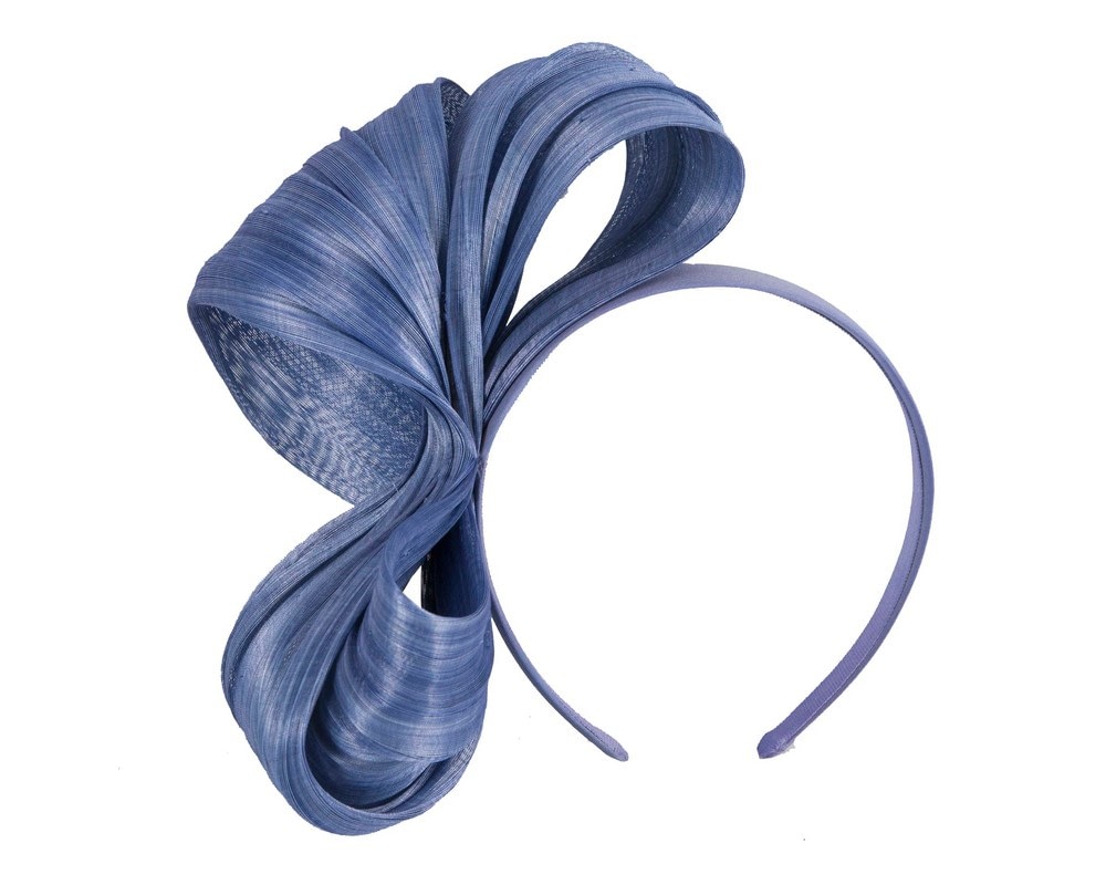 Fascinators Online - Denim blue bow racing fascinator by Fillies Collection