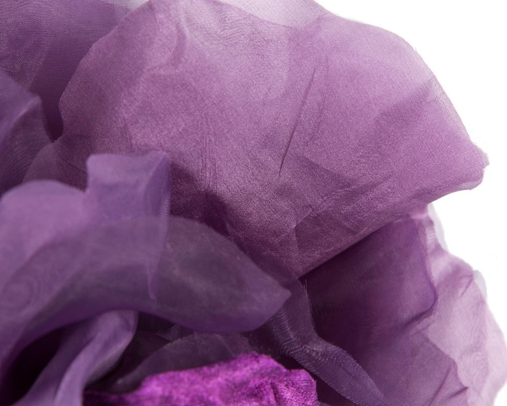Large purple silk flower headband by Fillies Collection - Image 3