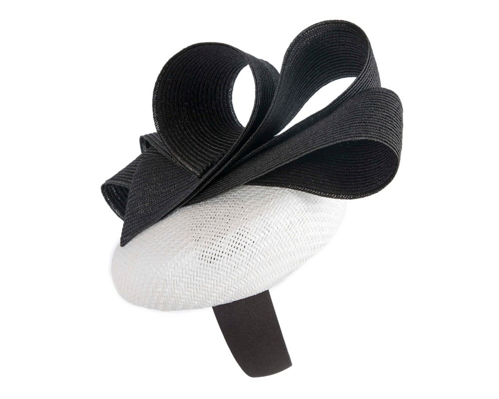 White & Black racing pillbox fascinator by Fillies Collection - Image 4
