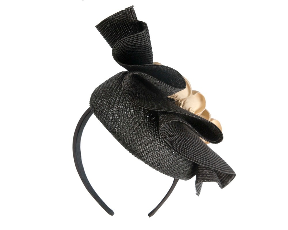 Bespoke black & gold racing fascinator by Fillies Collection - Fascinators Online Bespoke black & gold racing fascinator by Fillies Collection - Image 6