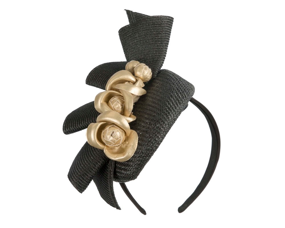 Fascinators Online - Bespoke black & gold racing fascinator by Fillies Collection