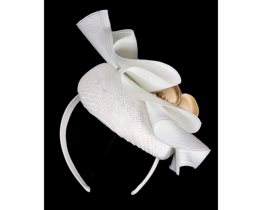 Bespoke white & gold racing fascinator by Fillies Collection - Fascinators Online Bespoke white & gold racing fascinator by Fillies Collection - Image 6