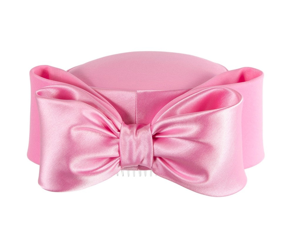 Elegant Pink Sculpted Bow Pillbox Hat by Cupids Millinery - Fascinators Online Elegant Pink Sculpted Bow Pillbox Hat by Cupids Millinery - Image 7