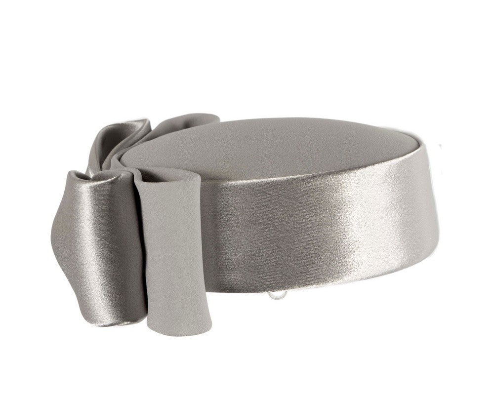 Elegant Silver Sculpted Bow Pillbox Hat by Cupids Millinery - Fascinators Online Elegant Silver Sculpted Bow Pillbox Hat by Cupids Millinery - Image 4