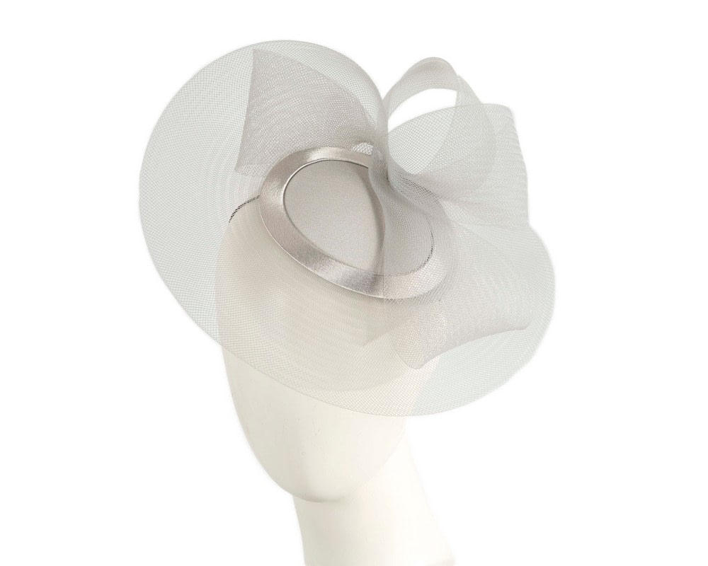 Fascinators Online - Silver custom made Mother of the Bride cocktail hat