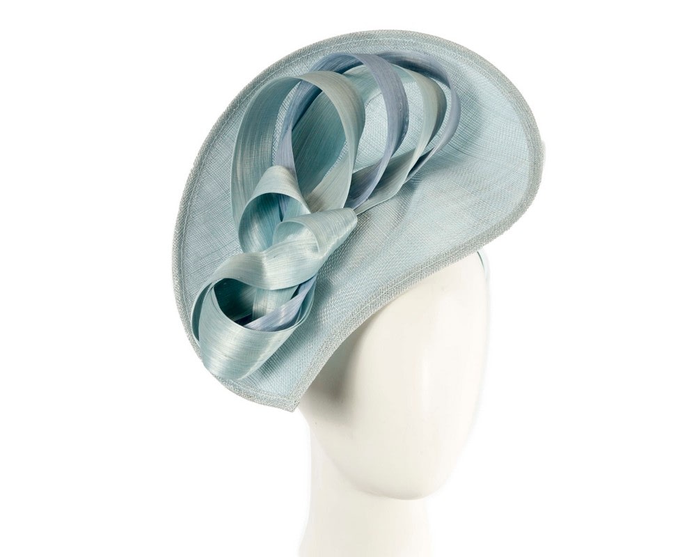 Fascinators Online - Bespoke light blue sinamay fascinator by Max Alexander