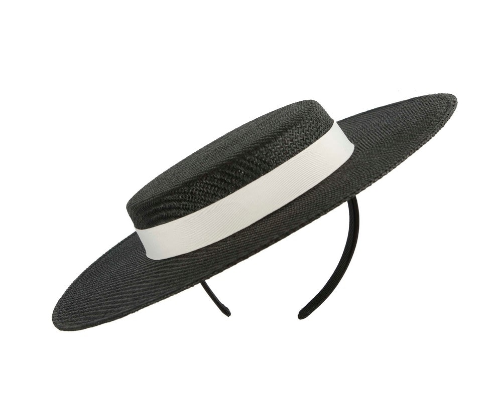 Fascinators Online - Max Alexander Black & White Boater Hat
