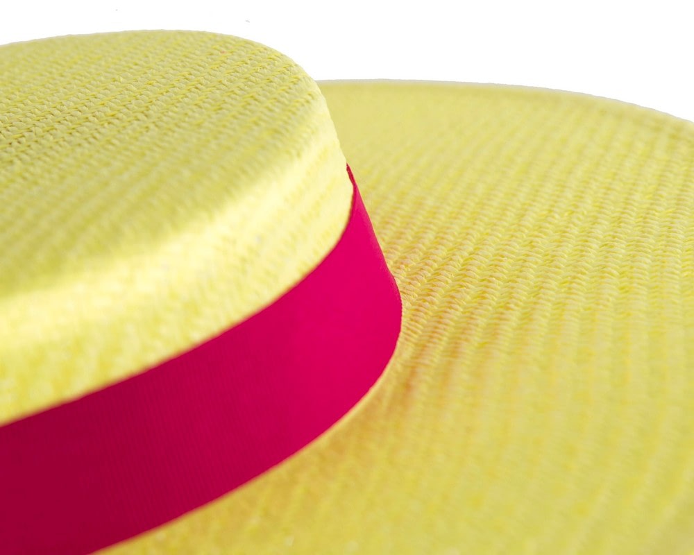 Max Alexander Fluro Yellow & Fuchsia Boater Hat - Image 4