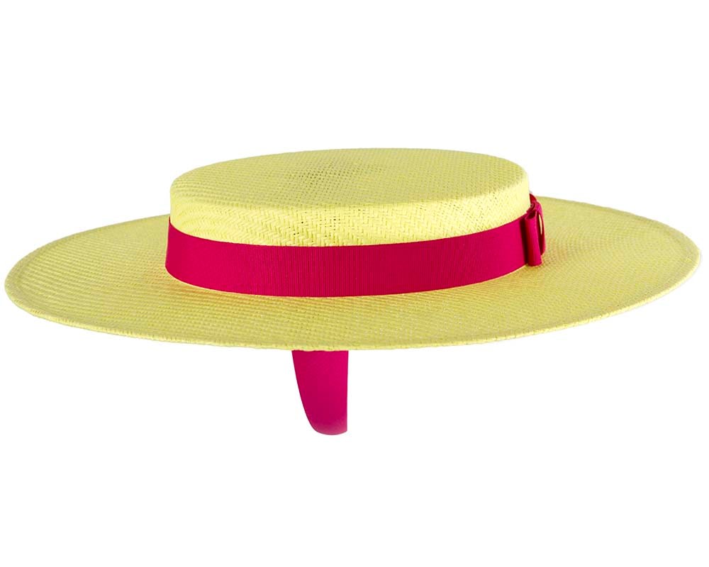Max Alexander Fluro Yellow & Fuchsia Boater Hat - Image 5