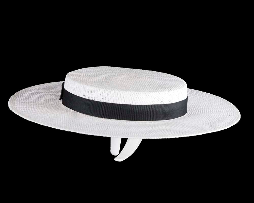 Max Alexander White & Black Boater Hat - Image 4