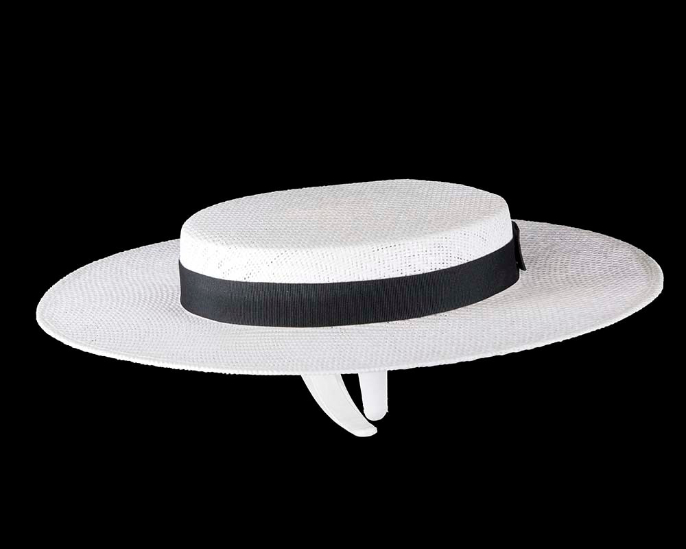 Max Alexander White & Black Boater Hat - Image 3