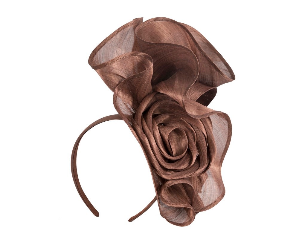 Fascinators Online - Coffee sculptured silk abaca fascinator by Fillies Collection