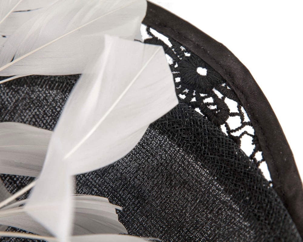 Black & white sinamay & lace fascinator by Fillies Collection - Image 3