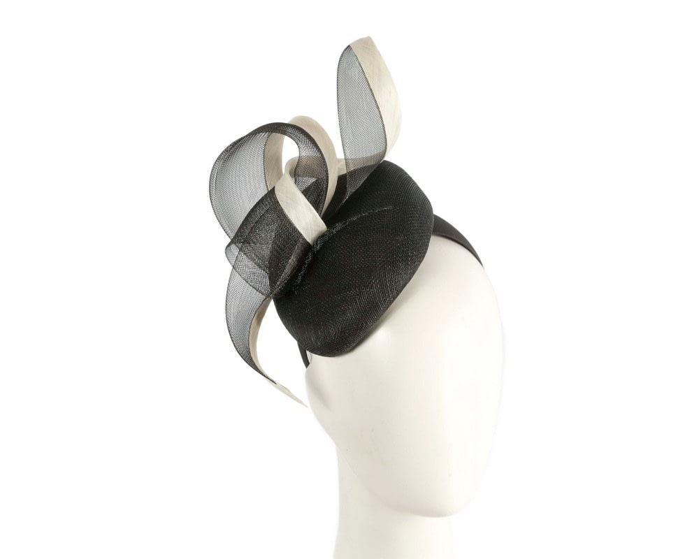 Fascinators Online - Elegant Black & Cream Pillbox Fascinator for Spring Racing