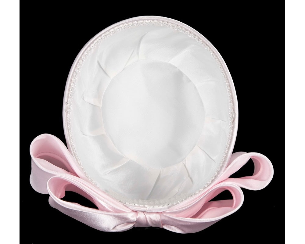 Elegant Baby Pink Sculpted Bow Pillbox Hat by Cupids Millinery - Fascinators Online Elegant Baby Pink Sculpted Bow Pillbox Hat by Cupids Millinery - Image 5
