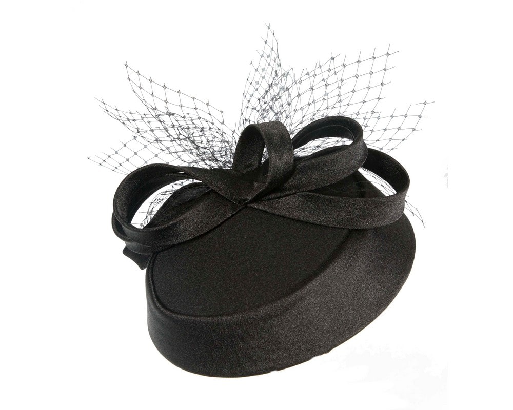 Fascinators Online - Custom made Black pillbox Hat by Cupids Millinery