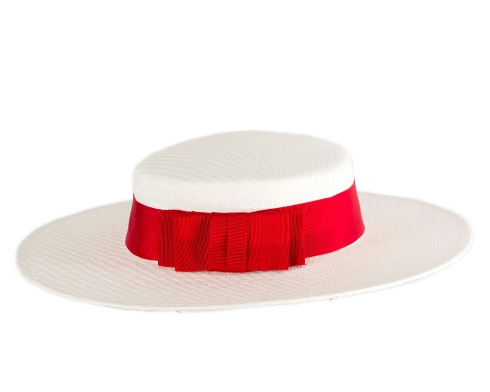 White & red boater hat by Max Alexander - Image 6