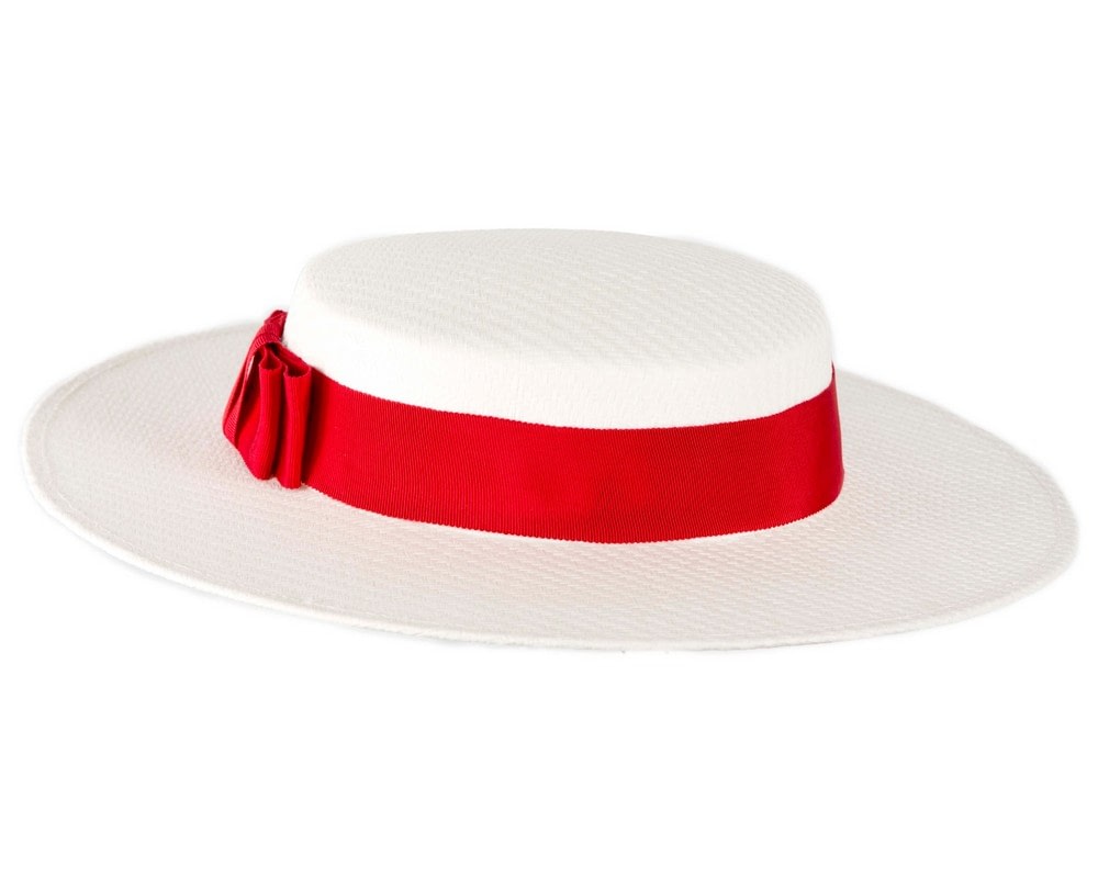 White & red boater hat by Max Alexander - Image 3