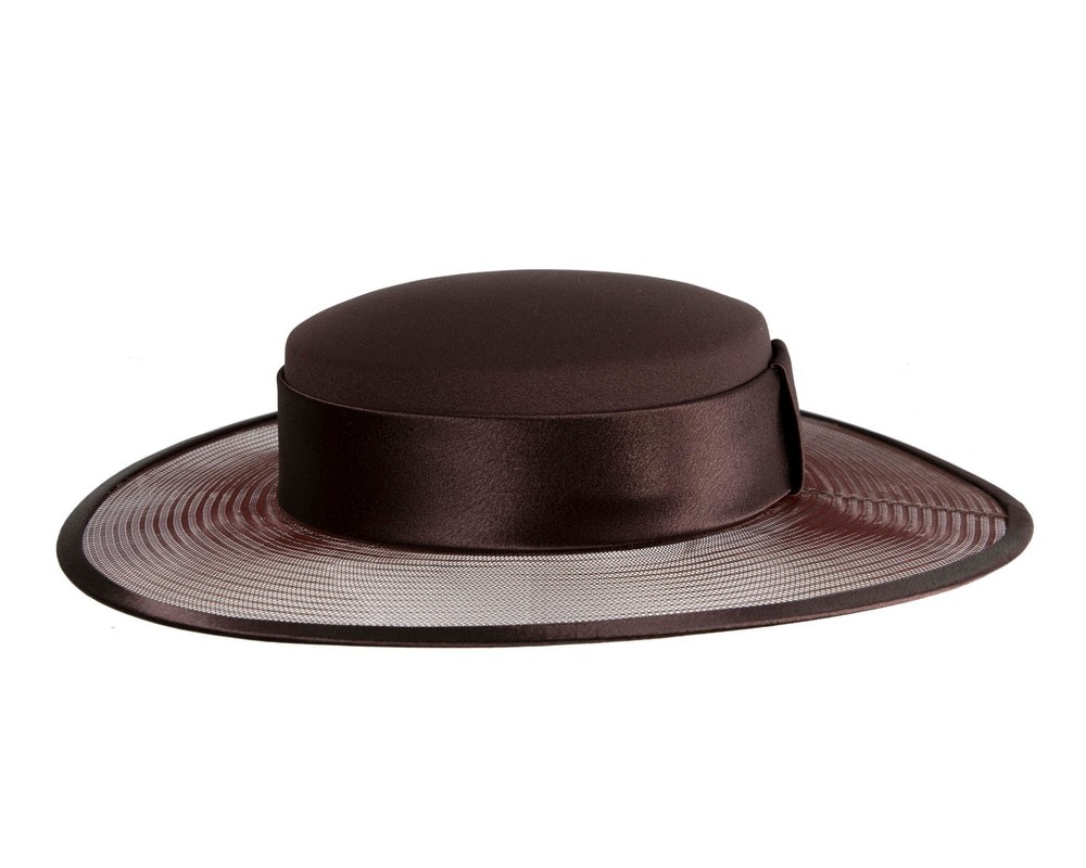 Chocolate boater hat by Cupids Millinery Melbourne - Fascinators Online Chocolate boater hat by Cupids Millinery Melbourne - Image 4